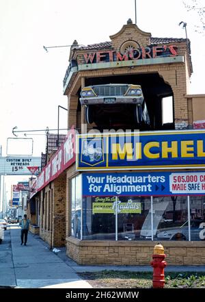 Westmore's Garage, Woodward Avenue, Ferndale, Michigan; ca. 1976 Stockfoto