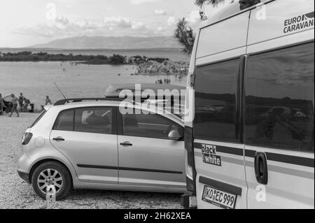 Parkplatz in der Nähe von nin in zadar, kroatien Stockfoto