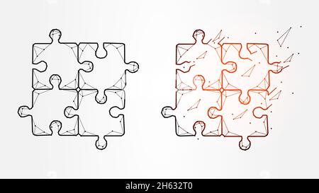 Polygonale Vektordarstellung Puzzle, Gelenk, Puzzle Solution Concept Art, Puzzle Banner oder Vorlage. Stock Vektor