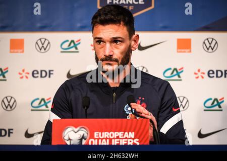 Paris, Frankreich. November 2021. Hugo LLORIS aus Frankreich während der Pressekonferenz und des Trainings des französischen Teams am 12. November 2021 im Stadion Parc des Princes in Paris, Frankreich - Foto Matthieu Mirville / DPPI Quelle: DPPI Media/Alamy Live News Stockfoto