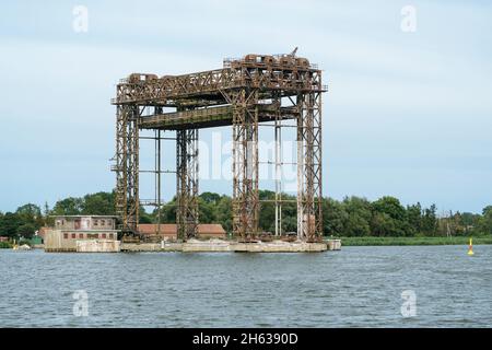 mecklenburg-vorpommern, insel usedom, anklamer bruch, karnin-Liftbrücke, im Krieg zerstört Stockfoto