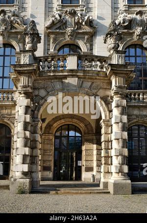 deutschland, bayern, münchen, Innenstadt, Justizpalast am karlsplatz, Landgericht münchen i, Eingangsportal Stockfoto