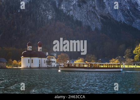 europa, deutschland, bayern, berchtesgaden, berchtesgadener Land, Nationalpark, Berge, Wald, Naturherbst, Kloster, schönau am königssee, königssee, Boot, Ausflug Stockfoto