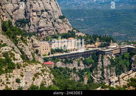 Kloster montserrat,santa maria de montserrat ist eine benediktinerabtei auf dem Berg montserrat in der Nähe von barcelona. Stockfoto