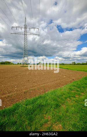 Blick vom mainaue-Naturschutzgebiet bei augsfeld auf das naturschutzgebiet hohe wann, Stadt haßfurt, Bezirk hassberge, unterfranken, franken, bayern, deutschland Stockfoto