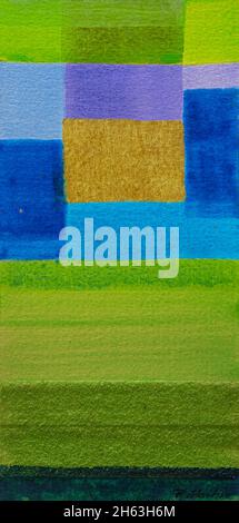 regine martin, Malerei, Acryl, Buntstift, mit Blattgold Beschichtung: Grußkarte Stockfoto