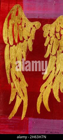 regine martin, Malerei, Acryl, Buntstift, mit Blattgold Beschichtung: Engel abstrakt Stockfoto