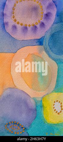 regine martin, Malerei, Acryl, Buntstift, mit Blattgold Beschichtung: Abstrakte Blumen Stockfoto