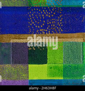 regine martin, Malerei, Acryl, Buntstift, mit Blattgold Beschichtung: Grußkarte Stockfoto