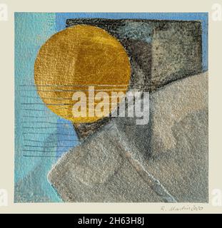 regine martin, Malerei, Acryl, Buntstift, mit Blattgold Beschichtung: goldene Scheibe Stockfoto
