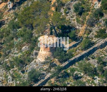 Luftaufnahme,Casa raixa in Buñola,Steingartenhaus auf dem Gelände des Hauses raixa,islas baleares,palmanyola,bunyola,mallorca,baleareninsel,balearen,balearen,spanien Stockfoto