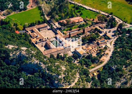 Luftaufnahme, kloster santuari de lluc la indioteria, s'hobalot (urbanitzacio), mallorca, balearen, balearen, balearen, spanien Stockfoto