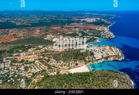 Luftaufnahme, cala estany d'en Mas Bucht, cala mandia Strand, cala anguila Strand, manacor, mallorca, europa, balearen, spanien Stockfoto