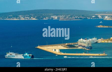 Luftbild, Hafen mit Kreuzfahrt-Schiff, palma, mallorca, balearen, spanien Stockfoto