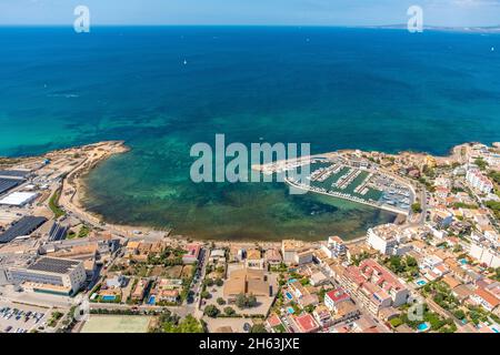 Luftbild, Bucht und Hafen von cala Gamba, palma, mallorca, balearen, spanien Stockfoto