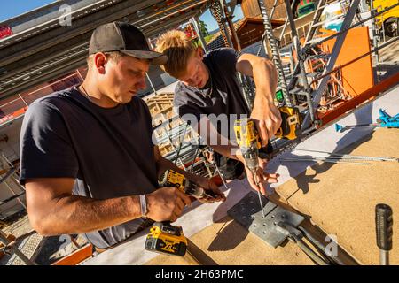 deutschland,bayern,Bau eines vorgefertigten Holzhauses, Stockfoto