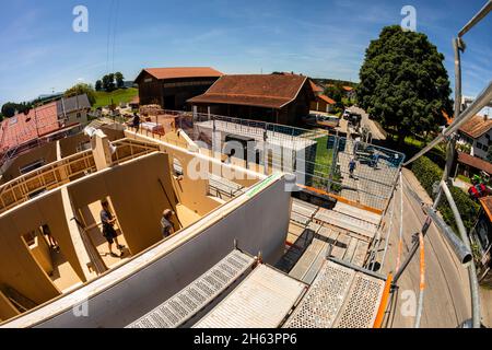 deutschland,bayern,Bau eines vorgefertigten Holzhauses, Stockfoto