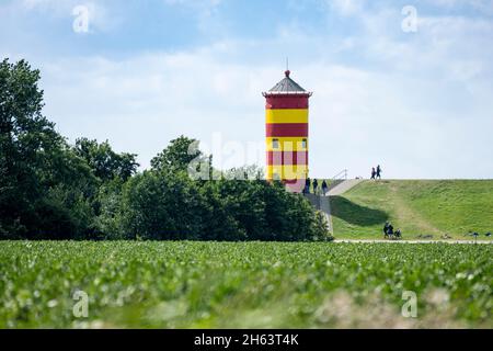 deutschland, niedersachsen, ostfriesland, krummhörn, pilsum, der Leuchtturm von pilsum. Stockfoto