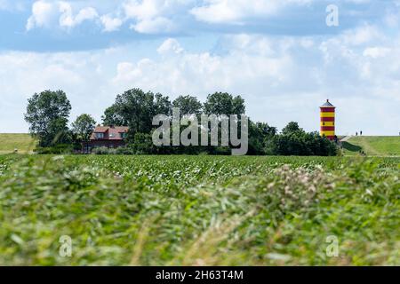 deutschland, niedersachsen, ostfriesland, krummhörn, pilsum, der Leuchtturm von pilsum. Stockfoto