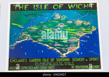 england, hampshire, Vintage Southern Railways Werbeplakat für die Insel wight Stockfoto