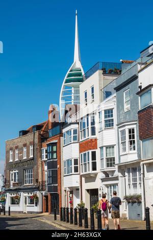 england, hampshire, portsmouth, Old portsmouth, Badeplatz und Spinnaker Tower Stockfoto