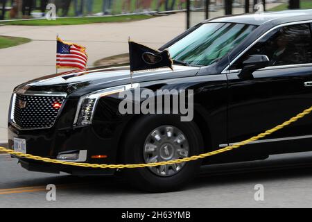 Die Autokolonne des US-Präsidenten Joe Biden beim Besuch des Dodd Center for Human Rights an der University of Connecticut in Storrs, CT, USA, 15. Oktober 2021. Stockfoto