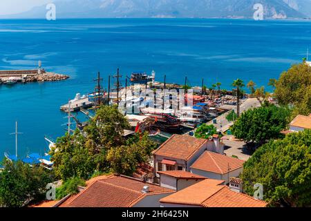 Blick auf kaleici und Marina, antalya, türkei Stockfoto