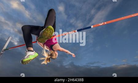 Hochspringer, Leichtathletik, winterbach, baden-württemberg, deutschland Stockfoto