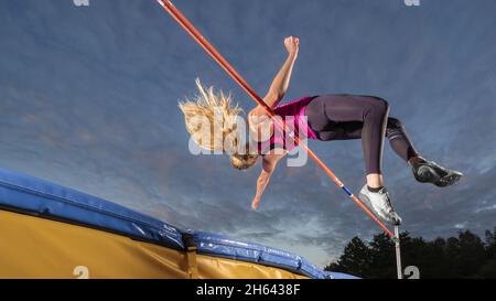 Hochspringer, Leichtathletik, winterbach, baden-württemberg, deutschland Stockfoto