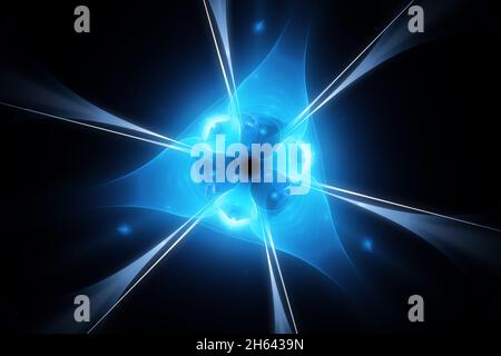 Blau leuchtende Verbindung Hub Konzept, Computer generierten abstrakten Hintergrund, 3D-Rendering Stockfoto