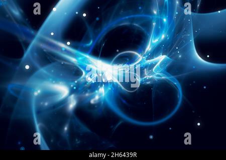 Blau leuchtende futuristische Technologie Konzept, computer-generierte Zusammenfassung Hintergrund, 3D-Rendering Stockfoto