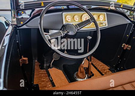 Reno, NV - 6. August 2021: 1929 Ford Modell Ein Roadster Pickup Truck auf einer lokalen Auto-Show. Stockfoto