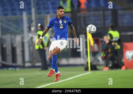 Rom, Italien. November 2021. Emerson Palmieri (Italien) Während des FIFA-Qualifikationsspiel „World Cup Qatar 2022“ zwischen Italien 1-1 Schweiz im Olympiastadion am 12. November 2021 in Roma, Italien. (Foto von Maurizio Borsari/AFLO) Quelle: Aflo Co. Ltd./Alamy Live News Stockfoto