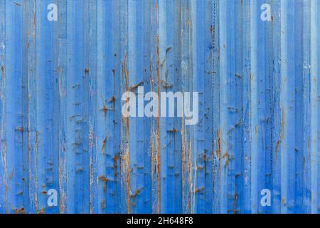 Alte Grunge rostig Welle Streifen Stahl Container Metall Wand Textur Muster für Hintergrund Stockfoto