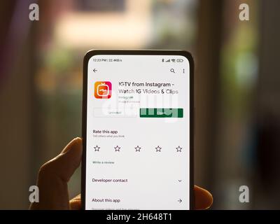 West Bangal, Indien - 11. November 2021 : IGTV-Logo auf Telefonbildschirm Stock Bild. Stockfoto