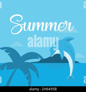 Sommercard-Design mit Delphin Stock Vektor