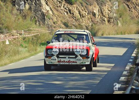 Xavier Diña-Ford Escort in der Subiba al Coll del Pollatre-2018 der katalanischen Bergmotormeisterschaft Stockfoto