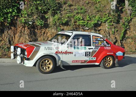 Xavier Diña-Ford Escort in der Subiba al Coll del Pollatre-2018 der katalanischen Bergmotormeisterschaft Stockfoto