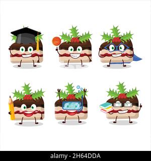 Schüler der Scheibe Pudding Kuchen weihnachten Cartoon-Figur mit verschiedenen Ausdrücken. Vektorgrafik Stock Vektor