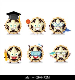 Schüler von Stern Schokolade Kuchen Cartoon-Figur mit verschiedenen Ausdrücken. Vektorgrafik Stock Vektor
