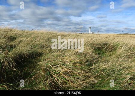 Flamborough Head Lighthouse ist ein aktiver Leuchtturm in Flamborough, East Riding of Yorkshire. England. Nach der Automatisierung, der letzte Lichtdurchlaß Stockfoto