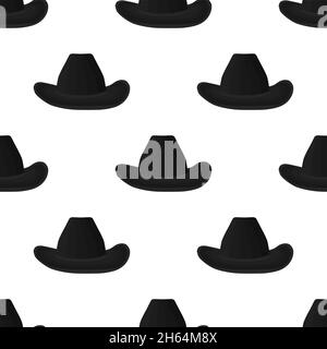 Abbildung auf Thema farbige Muster Hüte Cowboy, schöne Mützen in weißem Hintergrund. Mützen-Muster, bestehend aus Sammlung Hüte Cowboy zum Tragen. Stock Vektor