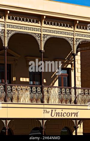 Ballarat Australien / das um 1886 erbaute Unicorn Hotel in der Sturt Street Ballarat. Stockfoto