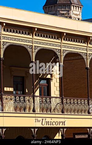 Ballarat Australien / das um 1886 erbaute Unicorn Hotel in der Sturt Street Ballarat. Stockfoto