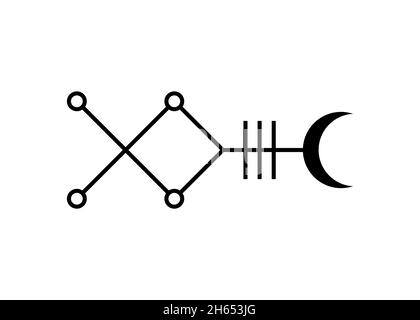 Mystische Sirius-Sternsymbol Astrologie Alphabet-Zeichen, Canis Major Hieroglyphen kabbalistischen Symbolen, schwarze Tattoo-Symbolvektor-Illustration isoliert Stock Vektor