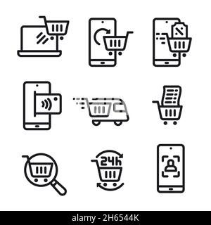 Darstellung der E-Commerce- und Web-Marketing-Icons Stock Vektor