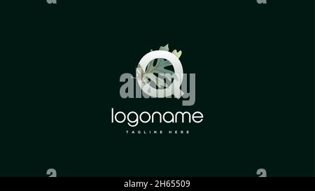 Anfangsbuchstabe Q Eichenblatt Logo Design Stock Vektor