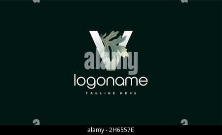 Initial Letter V Eichenblatt Logo Design Stock Vektor