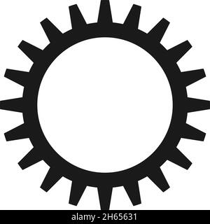 Zahnrad- oder Zahnradsymbol auf isoliertem weißem Hintergrund. Zahnrad in schwarzer und flacher Optik. Stock Vektor