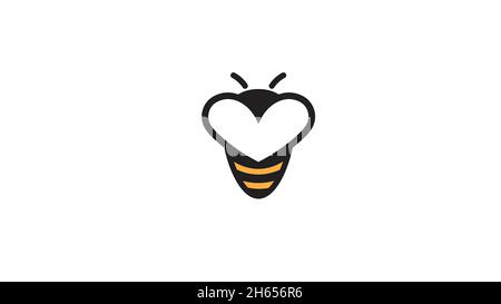 Kreatives Bee-Insekten-Herzsymbol Abstraktes Logo Vektorsymbol Designabbildung Stock Vektor